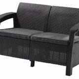 Keter Corfu kerti bútor love seat kétszemélyes kanapé, grafitszürke