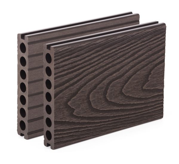 G21 padlóburkolat 2,5 x 14,8 x 400 cm, Dark Wood kerek lyukakkal, WPC - Image 3