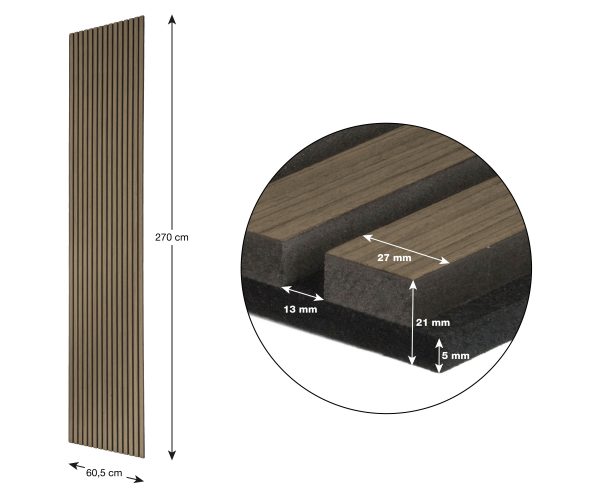 G21 akusztikus panel 270x60,5x2,1 cm, füstös tölgy - Image 10