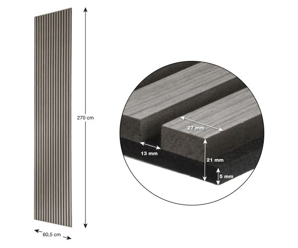 G21 akusztikus panel 270x60,5x2,1 cm, szürke tölgy - Image 10