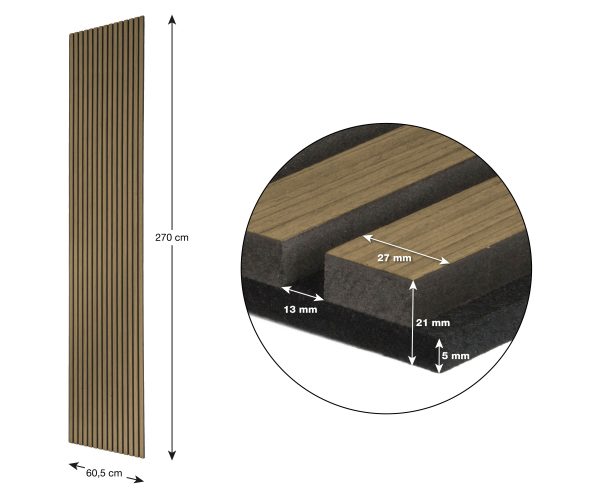 G21 akusztikus panel 270x60,5x2,1 cm, teak - Image 9
