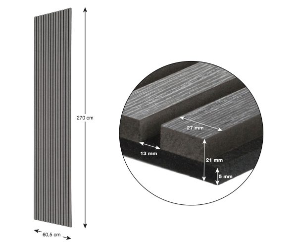 G21 akusztikus panel 270x60,5x2,1 cm, sötétszürke tölgy - Image 9