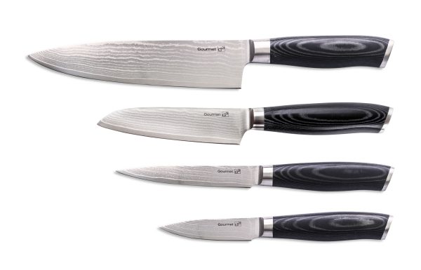 G21 Gourmet Damascus késkészlet bambusz blokkban 4 db + köszörűkő - Image 2