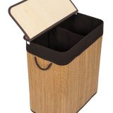 G21 bambusz szennyeskosár,105 l kapacitású, barna betéttel, elválasztó elemekkel - Image 5