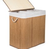 G21 bambusz szennyeskosár,150 l kapacitású, fehér betéttel, elválasztó elemekkel - Image 4