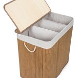 G21 bambusz szennyeskosár,150 l kapacitású, fehér betéttel, elválasztó elemekkel - Image 5