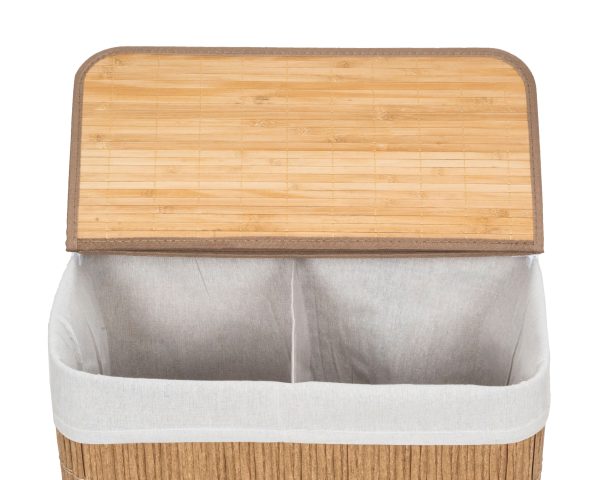 G21-es 105 literes szennyeskosár elválasztókkal, rattan utánzat, fehér betéttel - Image 6
