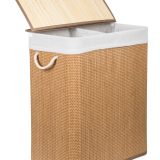 G21 bambusz szennyeskosár,105 l kapacitású, fehér betéttel, elválasztó elemekkel - Image 4