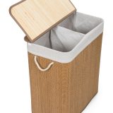 G21 bambusz szennyeskosár,105 l kapacitású, fehér betéttel, elválasztó elemekkel - Image 5