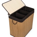 G21 bambusz szennyeskosár,150 l kapacitású, barna betéttel, elválasztó elemekkel - Image 5