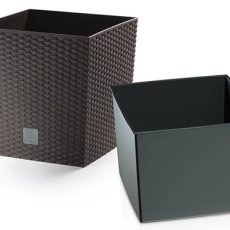 Kaspó Rato Low Rattan Betéttel 32x32 cm