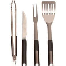 Riwall RBBQ 4B SET 4-részes prémium rozsdamentes acél grilleszköz készlet