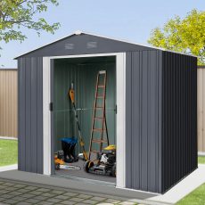 Riwall RMSA 6x8 fém kerti tároló 2,4 x 1,7 m nyeregtetővel