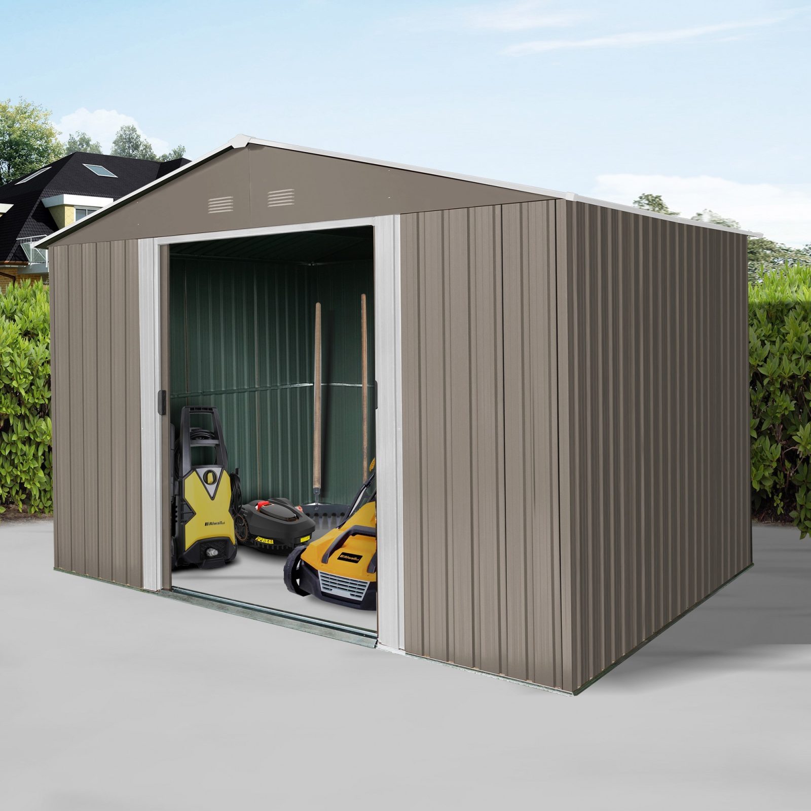Riwall RMSA 8x10 fém kerti tároló 3 x 2,4 m (barna) Várható május 31