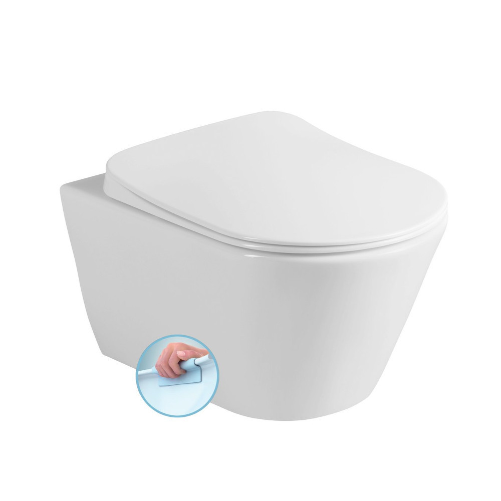 Sanovit SLIM AVVA fali WC - rimless - perem nélküli - rejtett szerelésű - mély öblítésű - 49 cm - 200114