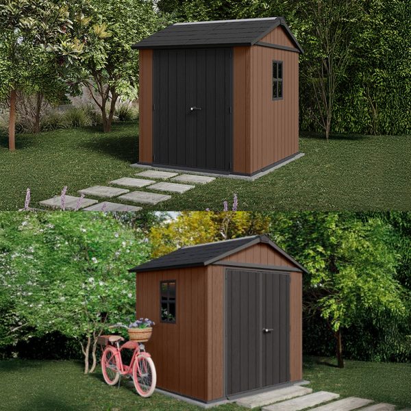 Newton Plus wide 7 x 7,5 műanyag kerti ház barna - Image 2