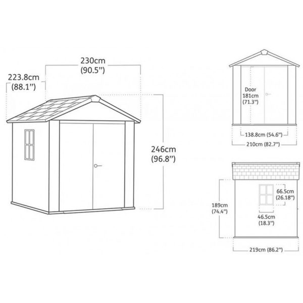 Newton Plus wide 7 x 7,5 műanyag kerti ház barna - Image 3