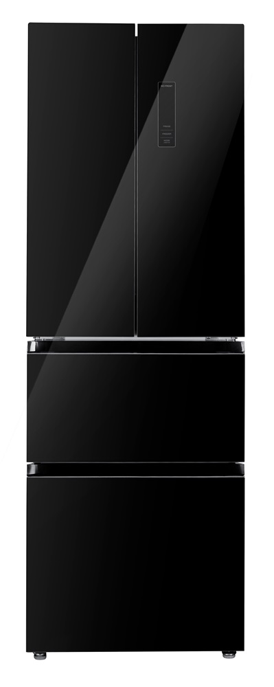 EVIDO LUNA 320B szabadonálló hűtő és fagyasztó, francia ajtó, 63,5x185,5 cm, 320 l, E energiaosztály, fekete üveg - RFF320B-1