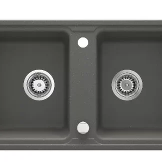 Deante Zorba ZQZ_T203 gránit mosogató 2 medence antracit metál színben 78 x 43,5 x 18 cm