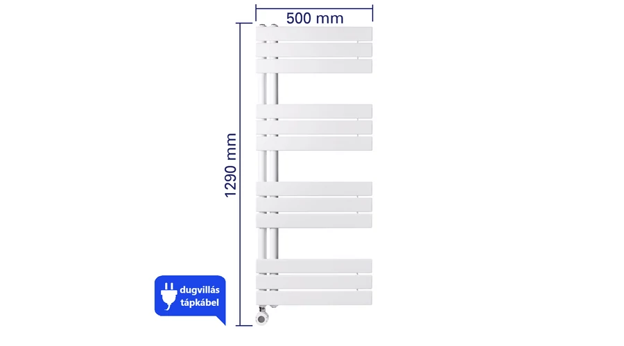 WENTOREX Asymmetric Electric 700 Watt elektromos törölközőszárító radiátor (fehér - 500 mm) - Image 6