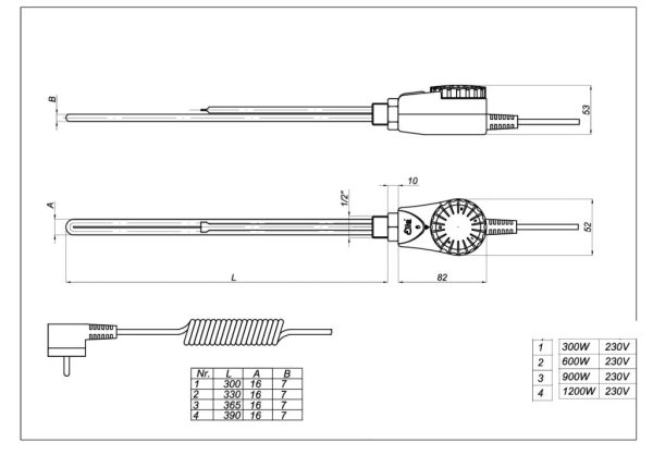 Viva Platinum Therm fűtőbetét törölközőszárító radiátorhoz - FEHÉR- termosztátos - 600 Watt - 230V - Image 4
