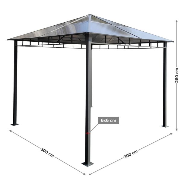 Dari kerti pavilon polikarbonát tetővel 3x3 m - Image 5