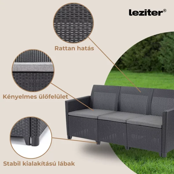 Keter Claire X 9 személyes sarokgarnitúra párnatartós asztallal grafit - 253410_250829_2_252980-3 - Image 11