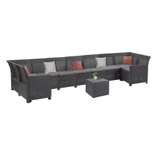 Keter Claire X 9 személyes sarokgarnitúra párnatartós asztallal grafit - 253410_250829_2_252980-3