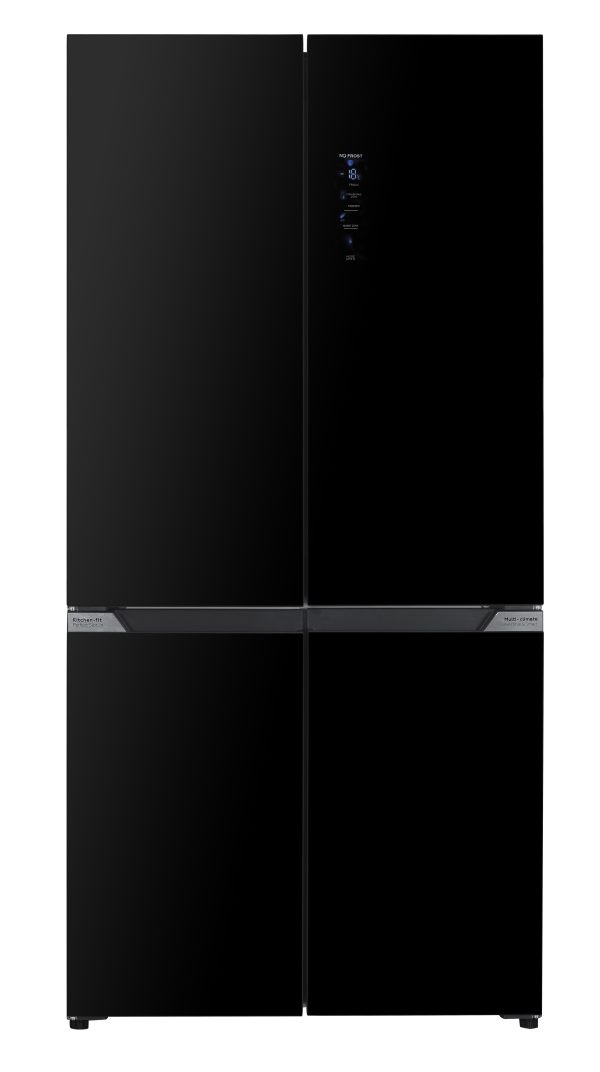 EVIDO SPACE FIT 505B szabadonálló 4 ajtós hűtő és fagyasztó, 91x190 cm, 505 l, D energiaosztály, fekete üveg