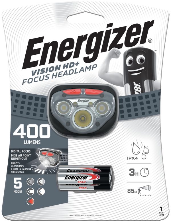 Energizer Fejlámpa Vision HD+Focus 3XAAA 400 lumen