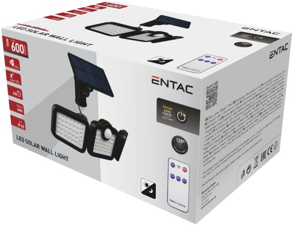 ENTAC Napelemes Műanyag Fali Lámpa 15W SMD 3 fej levehető solár panel