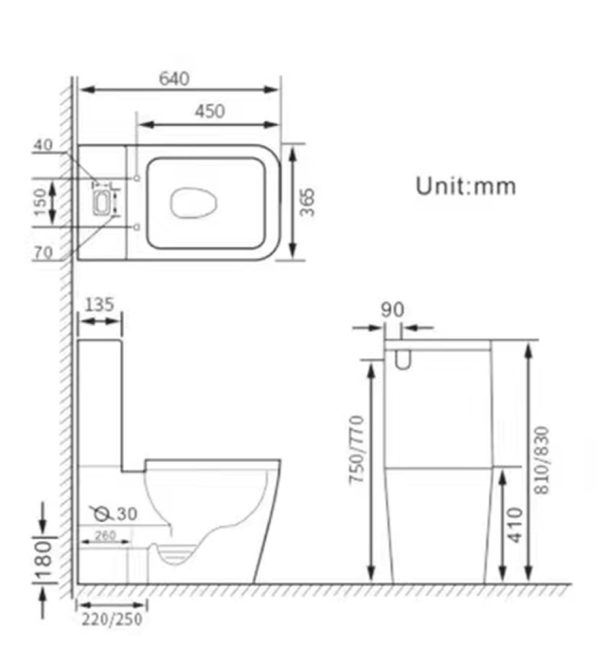 Viva ES QUADRO monoblokk WC - perem nélküli - WC ülőkével komplett - mély öblítésű - Image 4