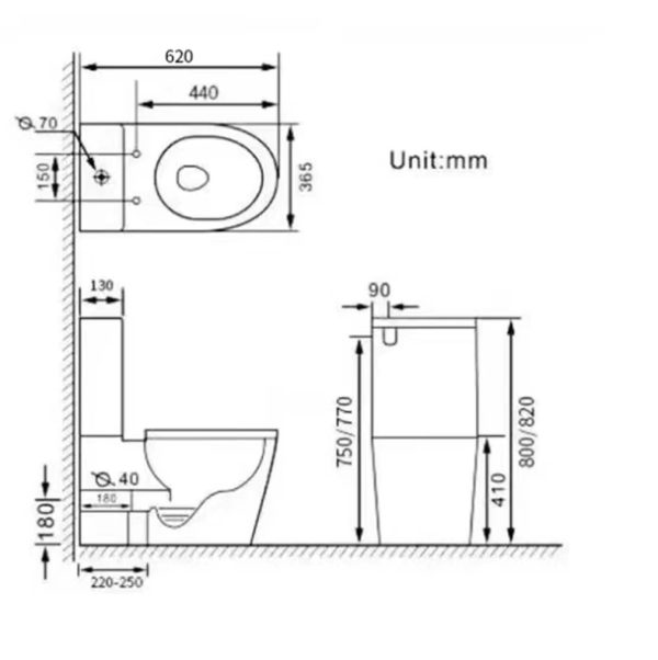 Viva ES OVAL monoblokk WC - perem nélküli - WC ülőkével komplett - mély öblítésű - Image 5