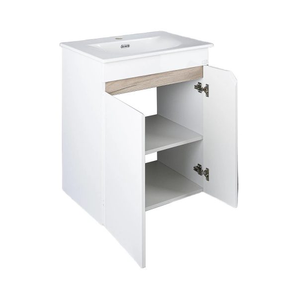 TMP VISION LONG 60 fali függesztett fürdőszobai bútor - SKY E-8099-60 porcelán mosdóval- 61 x 46 cm - Image 4