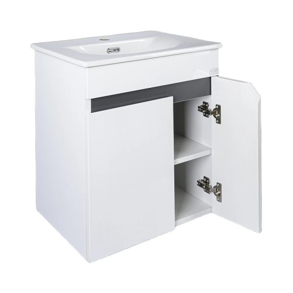 TMP VISION 50 fali függesztett fürdőszobai bútor - SKY 3 E-8099-50 porcelán mosdóval - 51 x 40 cm - Image 3