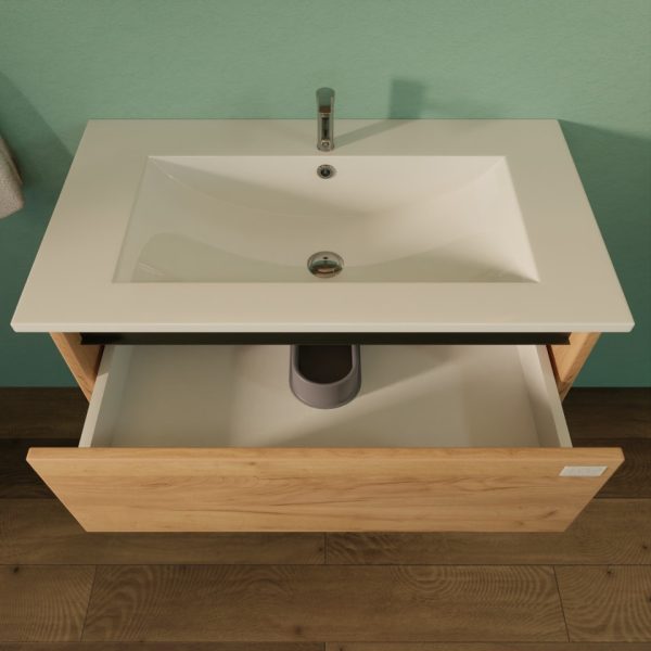 TMP NORD CRAFT 60 fali függesztett fürdőszobabútor - SKY E-8099-60 porcelán mosdóval- 61 x 46 cm - Image 4