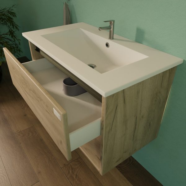 TMP NORD CRAFT 60 fali függesztett fürdőszobabútor - SKY E-8099-60 porcelán mosdóval- 61 x 46 cm - Image 5