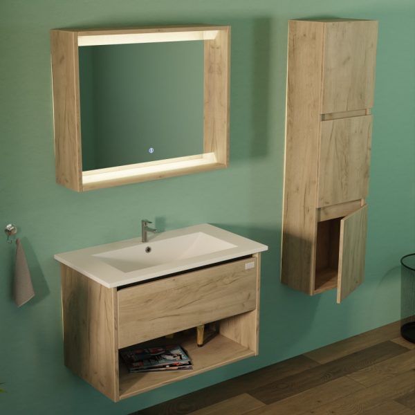 TMP NORD CRAFT 60 fali függesztett fürdőszobabútor - SKY E-8099-60 porcelán mosdóval- 61 x 46 cm - Image 7