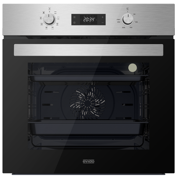 EVIDO LEVEL 60X beépíthető sütő, multifunkciós, 60 cm, inox/fekete üveg