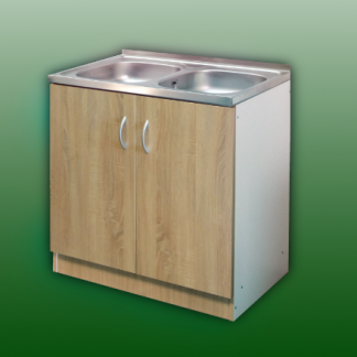 Komplett mosogató szekrény 80x50, nyílóajtós, 2med.tál, sonoma front