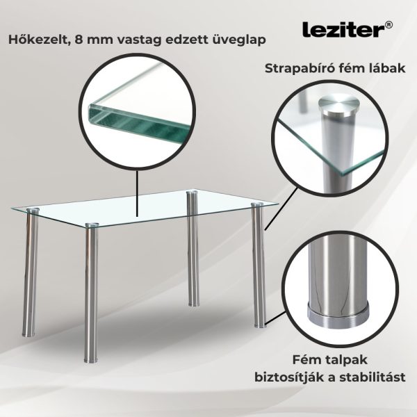 Berna 120 cm szögletes üveg étkezőasztal - Image 4