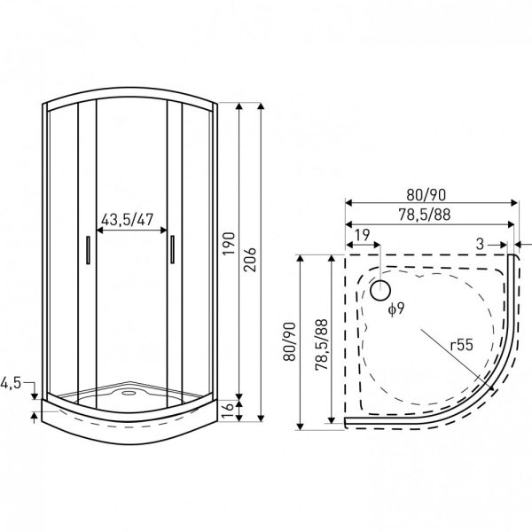 Madera 80x80x190 íves zuhanykabin tálca nélkül - Image 2