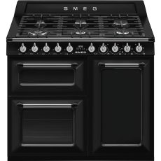 SMEG SZABADONÁLLÓ TŰZHELY, Victoria design, 100 cm, 3 sütőtér, 8 funkció, gáz főzőlap, fekete