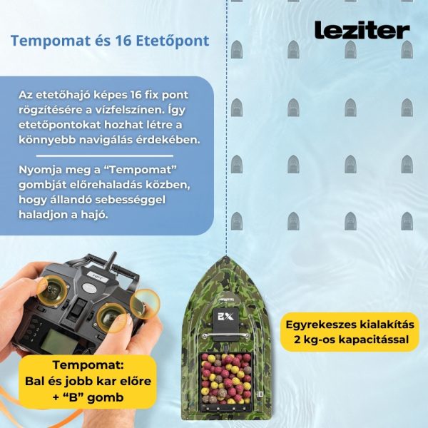 Etetőhajó X2 GPS hátrakidobós terepmintás zöld - Image 9