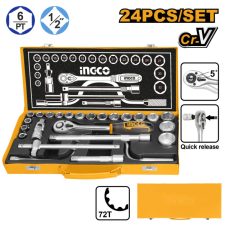 INGCO Dugókulcs készlet 24 részes 1/2" 10-32 mm CrV