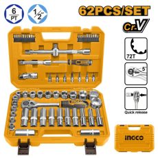 INGCO Dugókulcs készlet 62 részes 1/2" 10-32 mm CrV