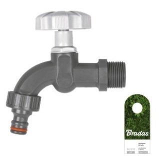 Kerti csap PVC 3/4'l, bekötés 3/4', kuplungos tömlővéggel