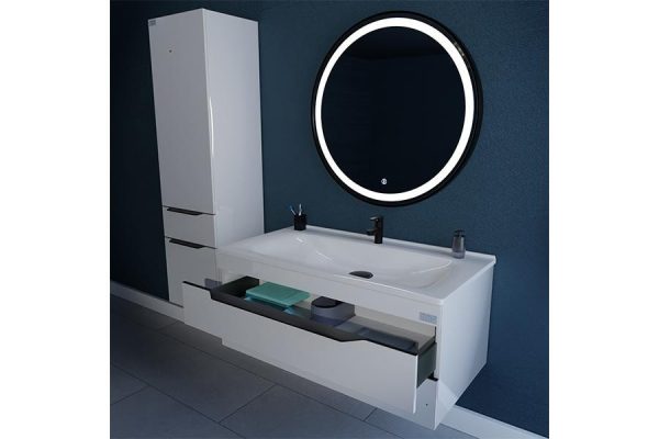 TMP VOX 100 FEHÉR fali fürdőszobabútor - öntött műmárvány mosdóval - 100 cm - Image 7
