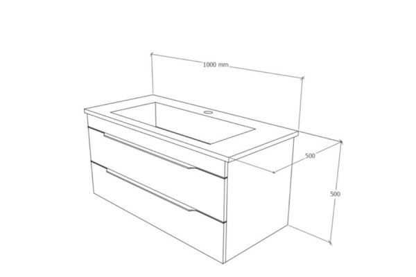 TMP VOX 100 FEHÉR fali fürdőszobabútor - öntött műmárvány mosdóval - 100 cm - Image 8