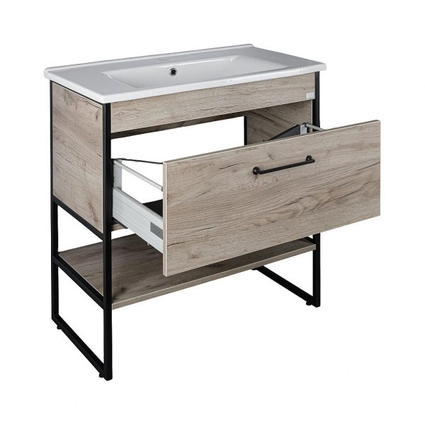 TMP IRON 85 álló fürdőszobabútor - Sanovit ATRIA 9085 porcelán mosdóval - 85 x 45,5cm - Image 3